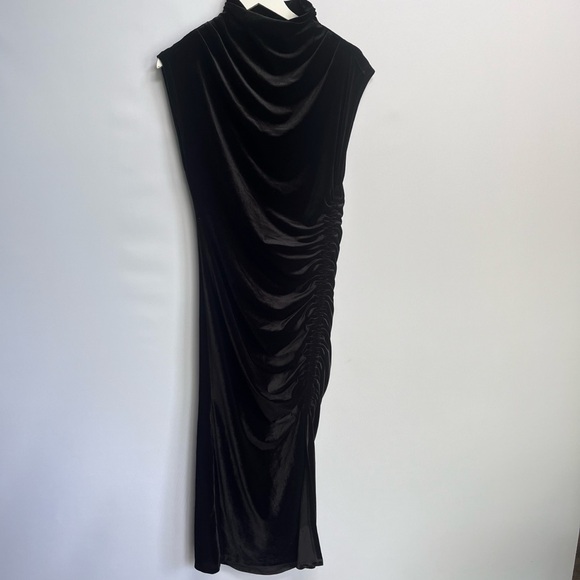 NWT Anthropologie The Maya Ruched Cowl-Neck Dress: Stretch Velvet Edition - Picture 9 of 13